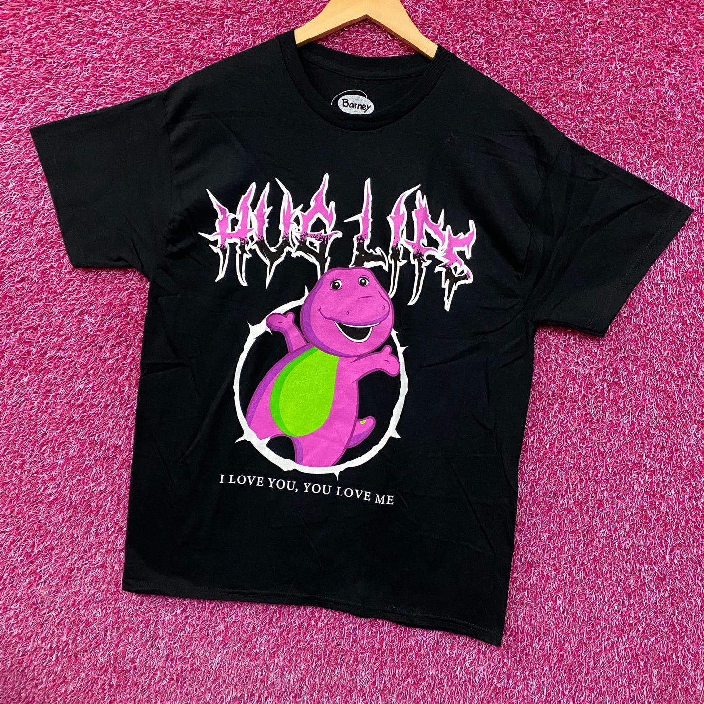 Barney the Dinosaur "Hug Life" Metal Graphic T-Shirt Large