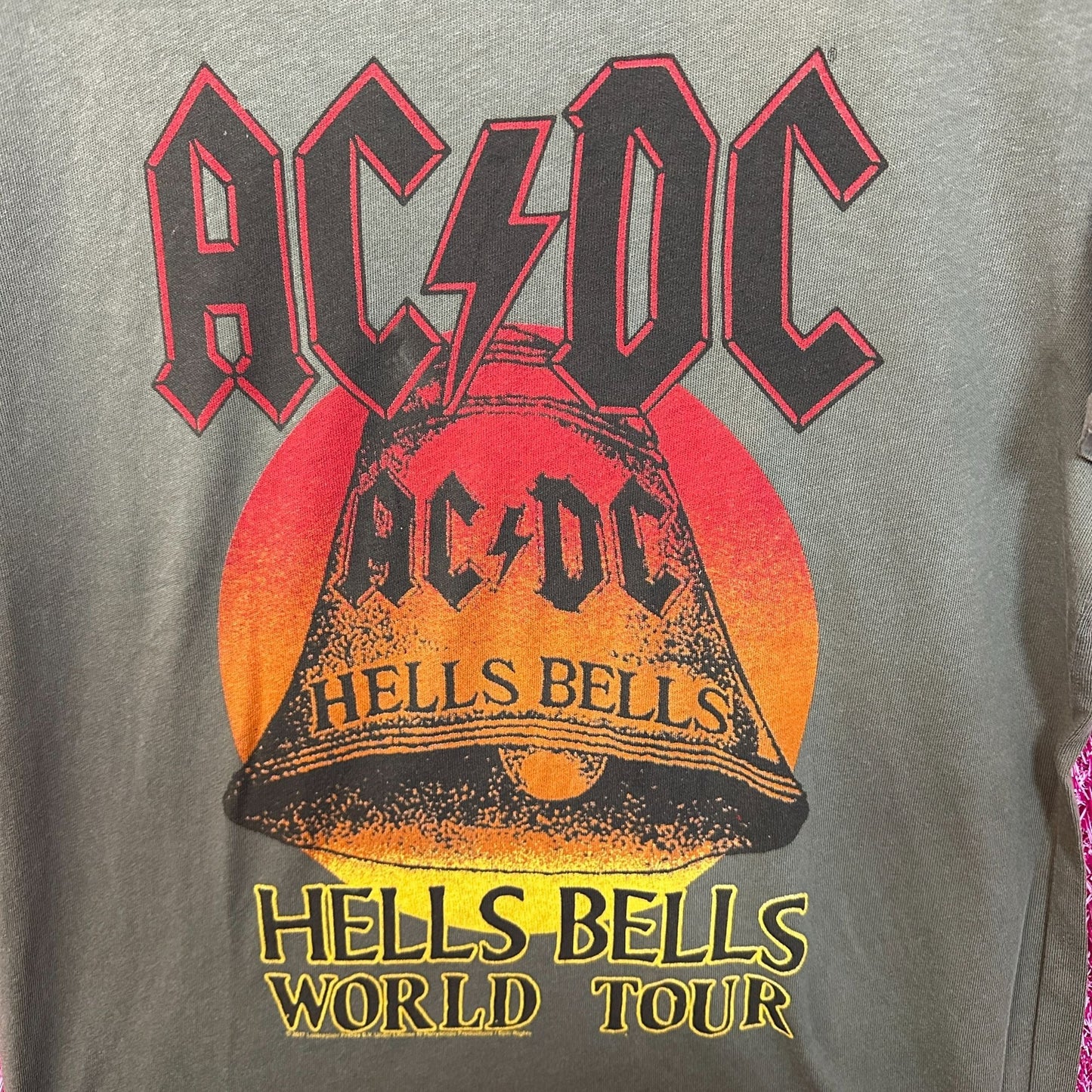 AC/DC Hells Bells World Tour Distressed Tshirt size Medium