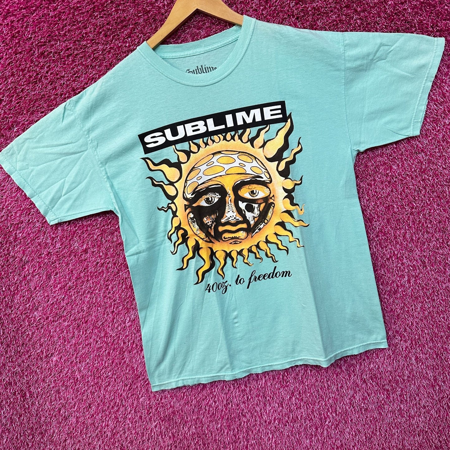 Sublime 40oz To Freedom Teal Blue Tshirt size S/M