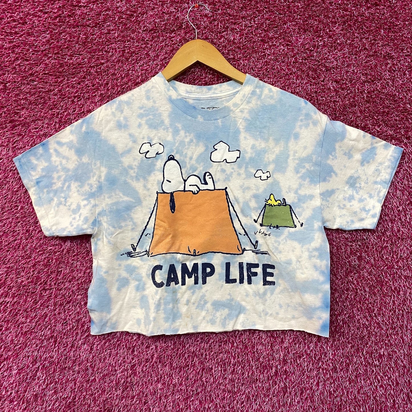 Peanuts Camp Life tiedye crop top size medium