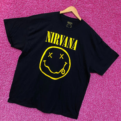 Nirvana Nevermind Tour Smiley Promo Logo Grunge Band Tee 2X