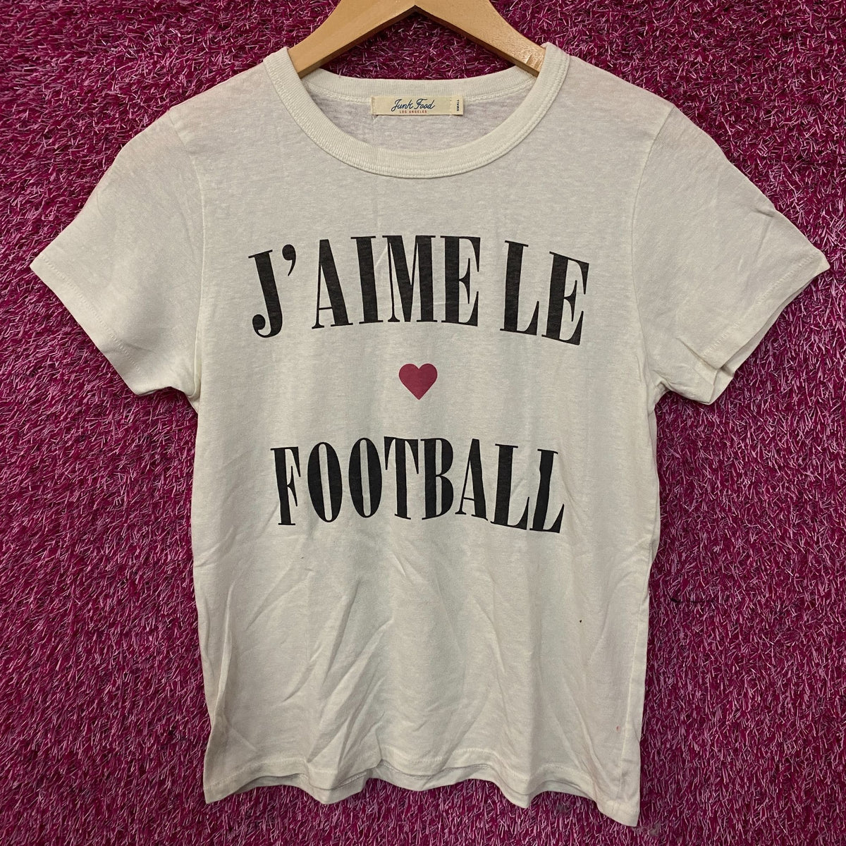 Junk Food Clothing "J'aime le Football" Women's Graphic Tee Small
