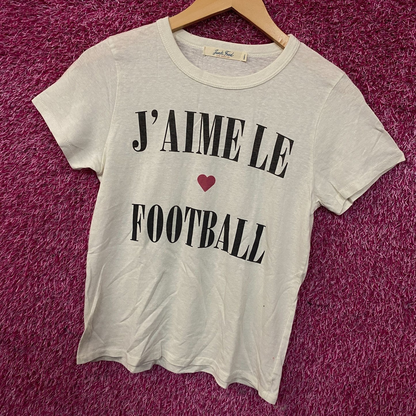 Junk Food Clothing "J'aime le Football" Women's Graphic Tee Small
