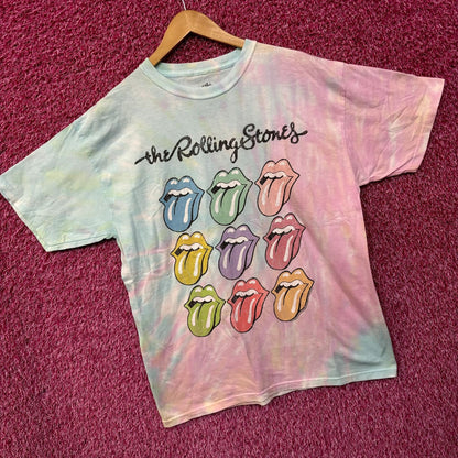 The Rolling Stones Hot Lips Pop Art Rock Pastel Tie Dye L
