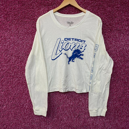 Junk Food NFL Detroit Lions Long Sleeve Cropped T-Shirt Large