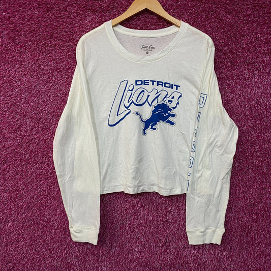 Junk Food NFL Detroit Lions Long Sleeve Cropped T-Shirt Large