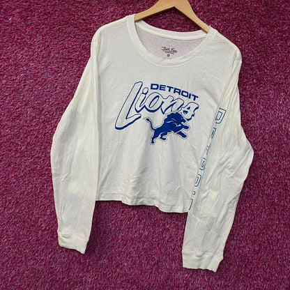 Junk Food NFL Detroit Lions Long Sleeve Cropped T-Shirt Large