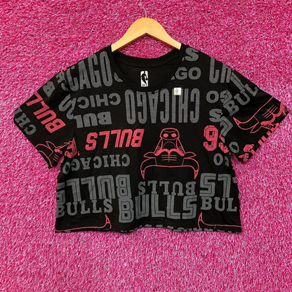Chicago Bulls NBA All-Over Print Crop T-Shirt Large