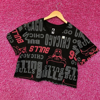 Chicago Bulls NBA All-Over Print Crop T-Shirt Large