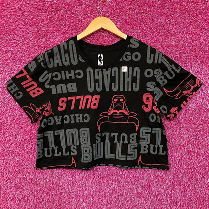 Chicago Bulls NBA All-Over Print Crop T-Shirt Large