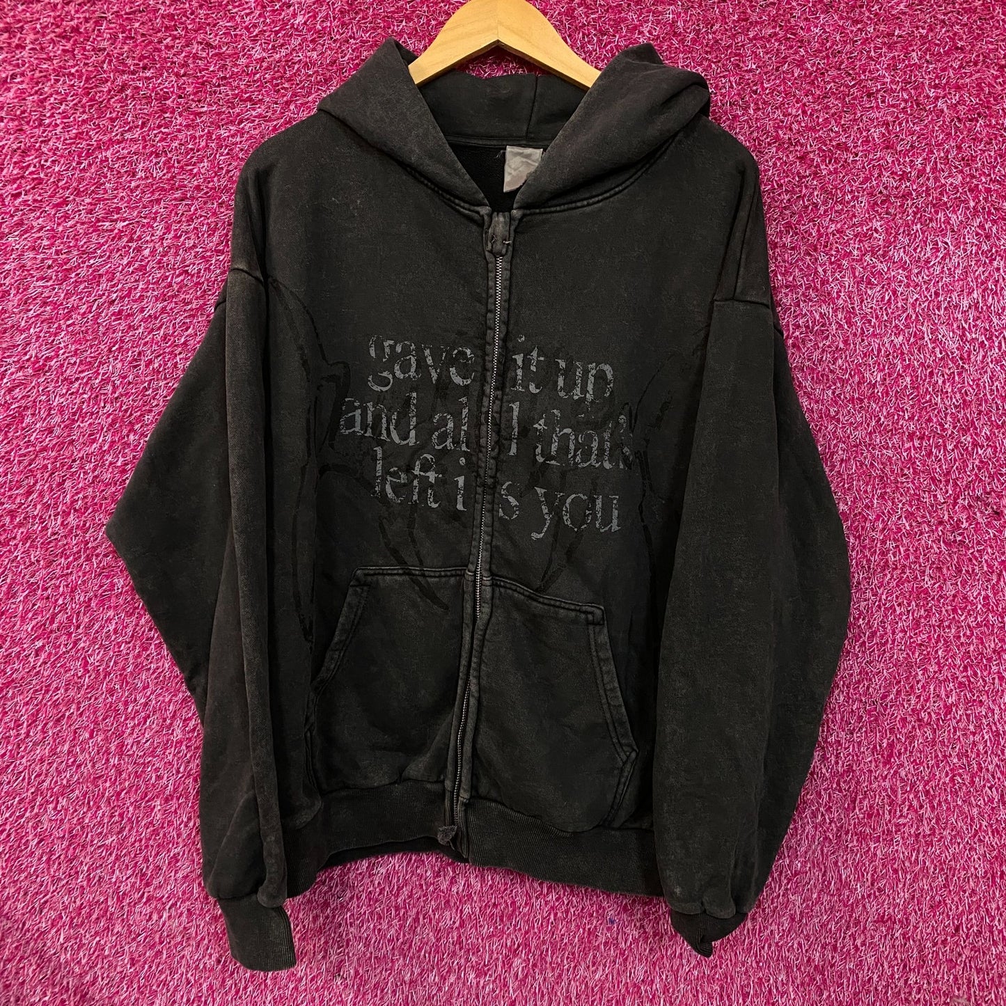 Keshi “Gave It Up and All That’s Left Is You” Graphic Zip-Up Hoodie Medium