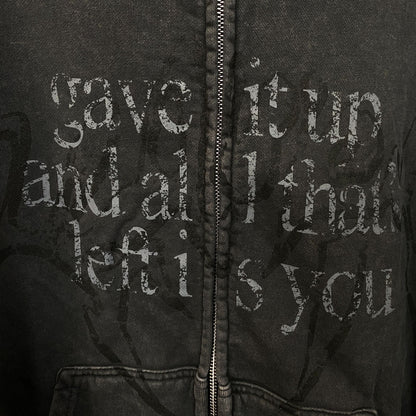 Keshi “Gave It Up and All That’s Left Is You” Graphic Zip-Up Hoodie Medium