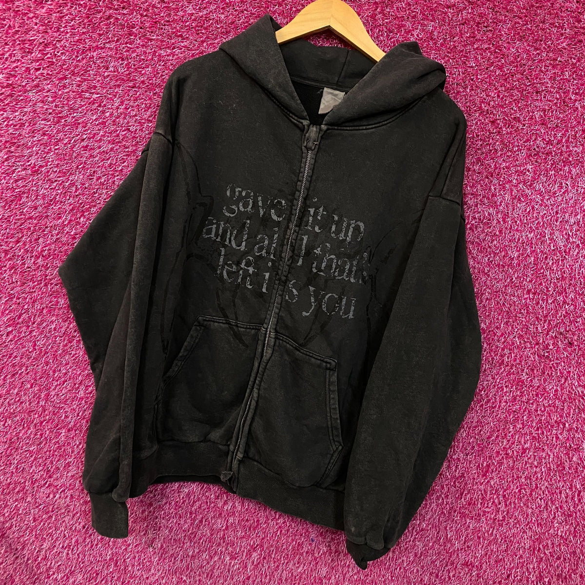 Keshi “Gave It Up and All That’s Left Is You” Graphic Zip-Up Hoodie Medium
