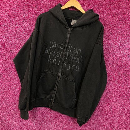 Keshi “Gave It Up and All That’s Left Is You” Graphic Zip-Up Hoodie Medium