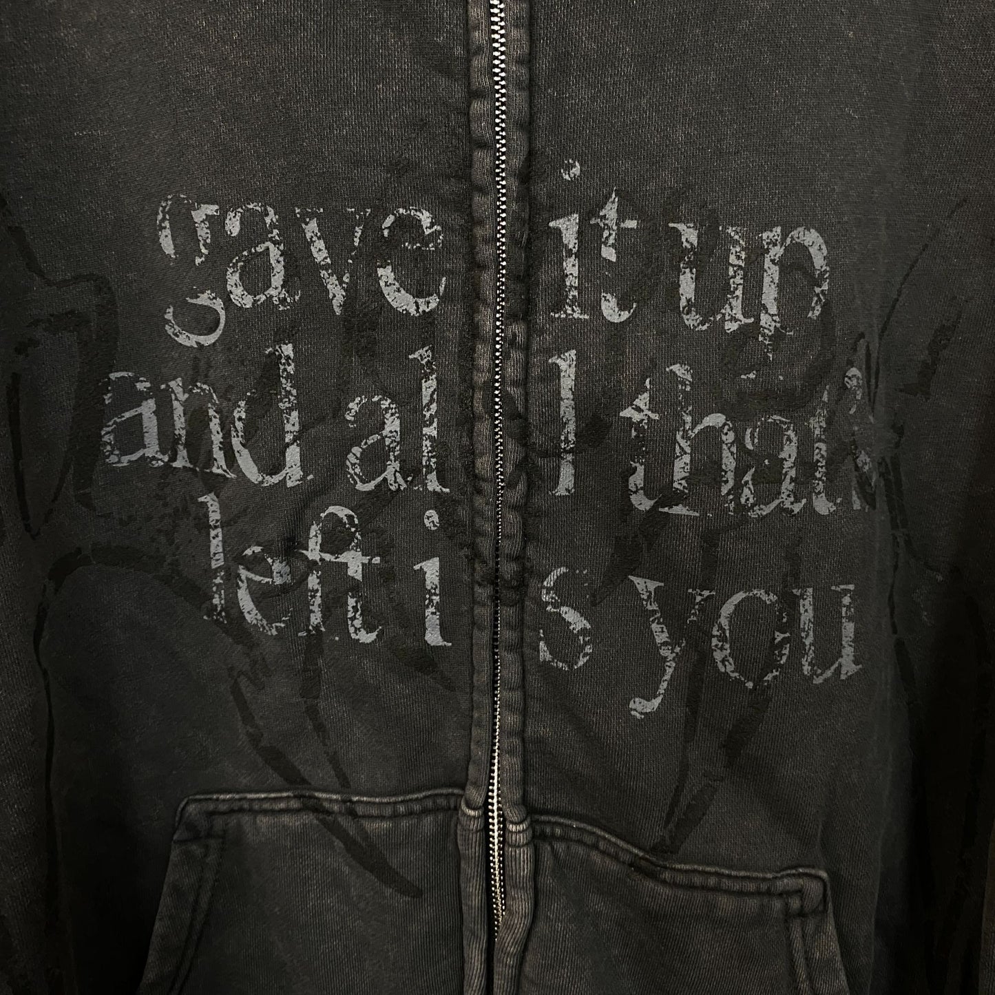 Keshi “Gave It Up and All That’s Left Is You” Graphic Zip-Up Hoodie Medium