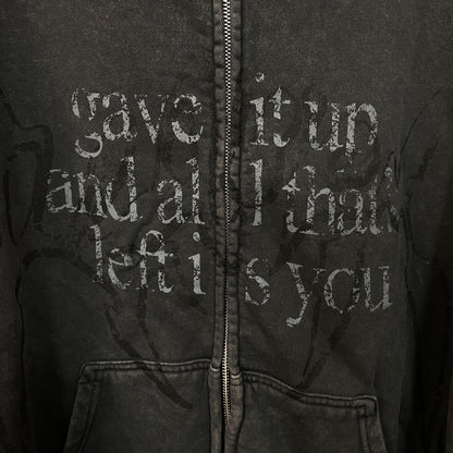 Keshi “Gave It Up and All That’s Left Is You” Graphic Zip-Up Hoodie Medium