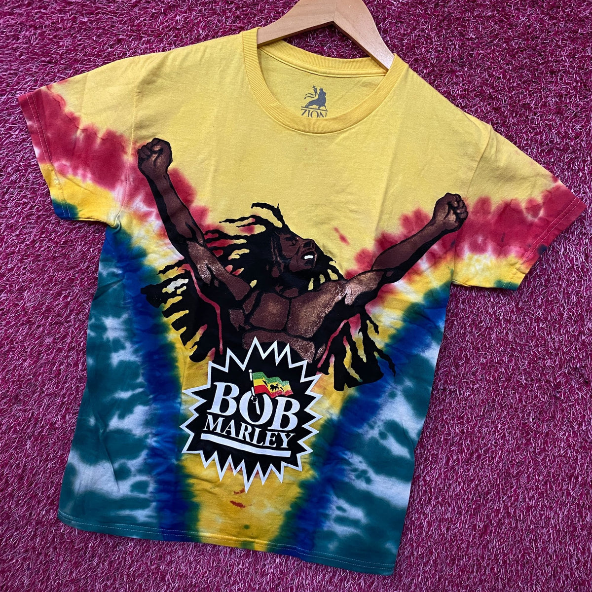 Zion Rootswear Bob Marley "Uprising" Tie-Dye Graphic T-Shirt Small