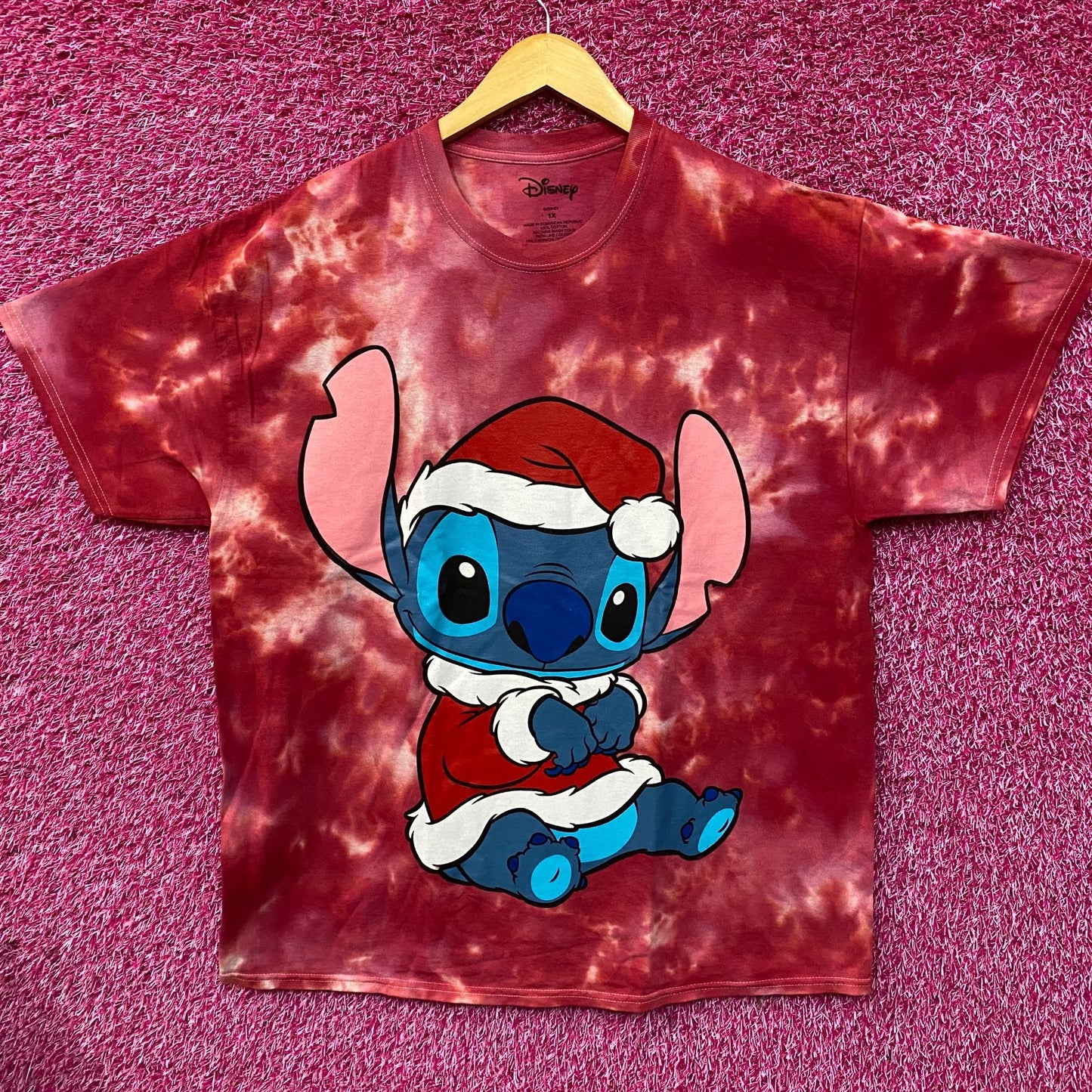 Disney Lilo & Stitch Christmas Santa Clause Stitch Tie Dye T-Shirt 1X