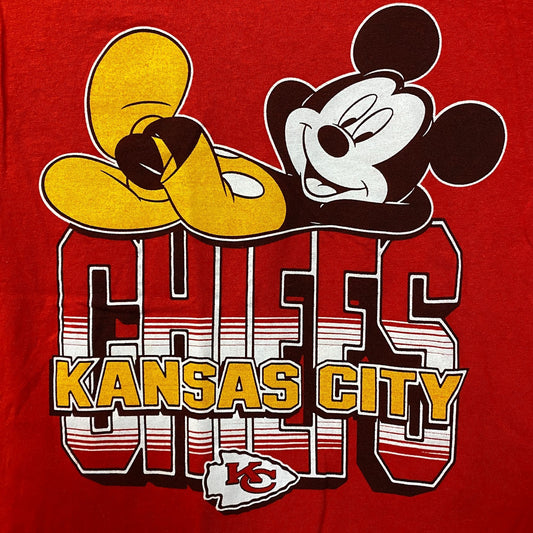 Junk Food x NFL Disney Mickey Mouse Kick Back Kansas City Chiefs Shirt XS