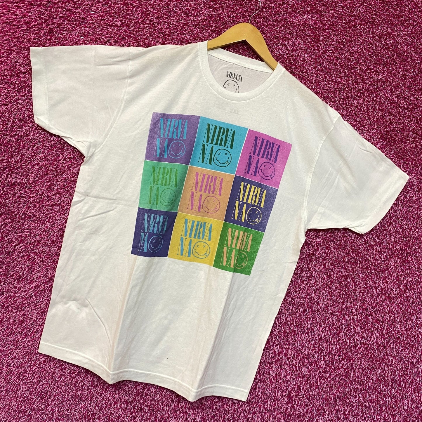 Nirvana Spell-out Nevermind Smiley Pop Art Grunge Tee 2X