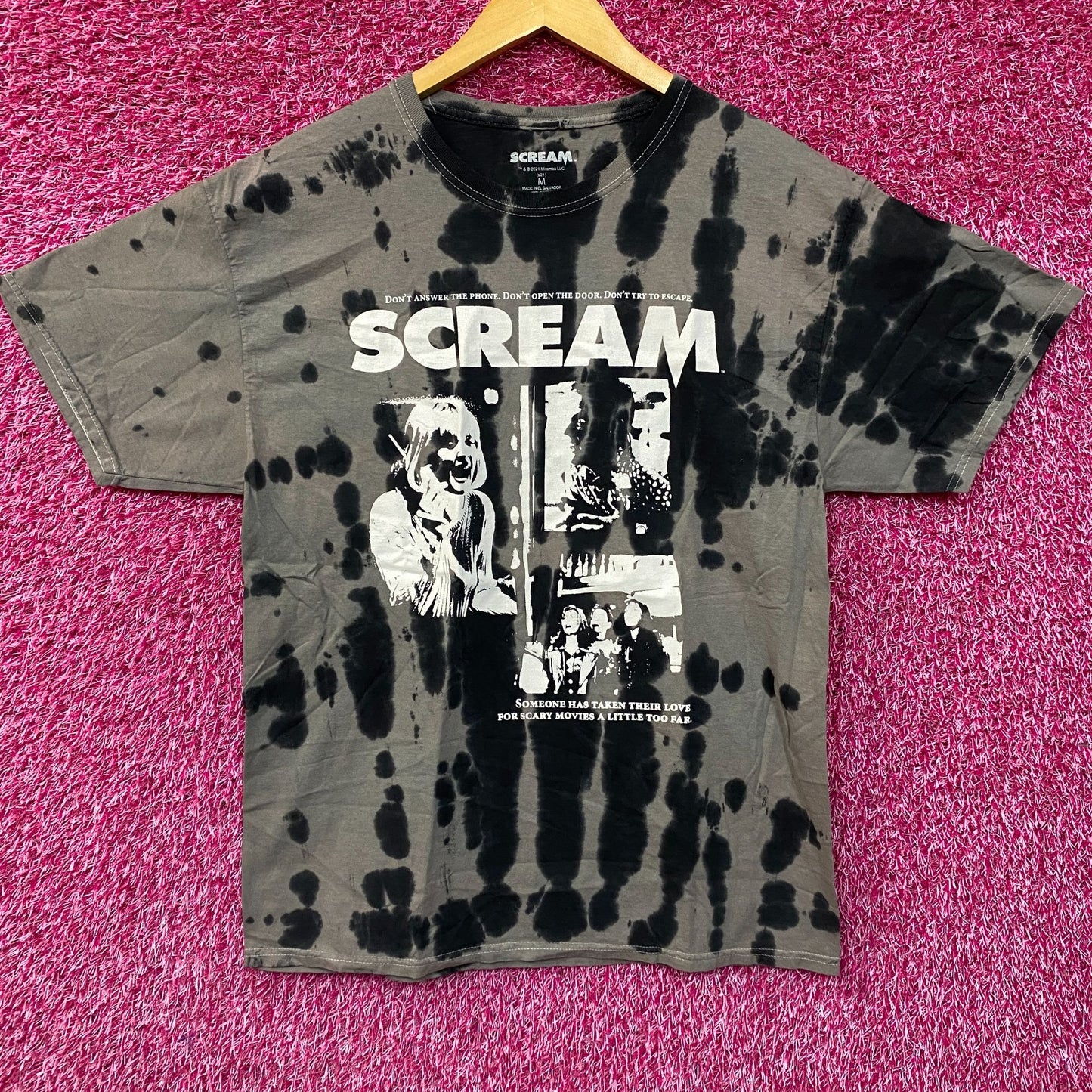 Scream Tie Dye Wash Effect Horror Classic T-Shirt Medium