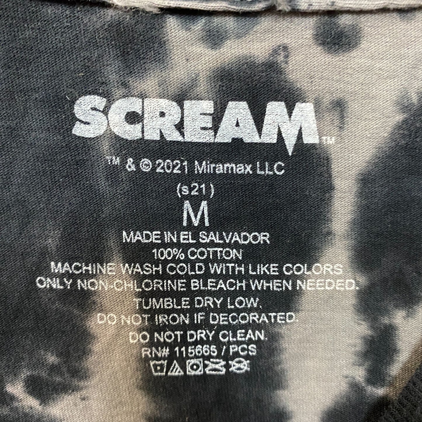Scream Tie Dye Wash Effect Horror Classic T-Shirt Medium