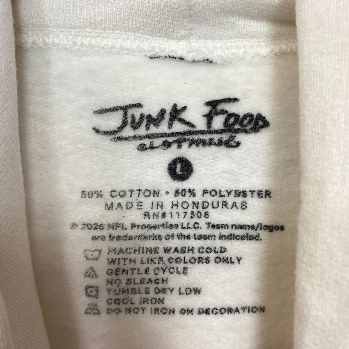 Junk Food Clothing Detroit Lions White Hoodie Large