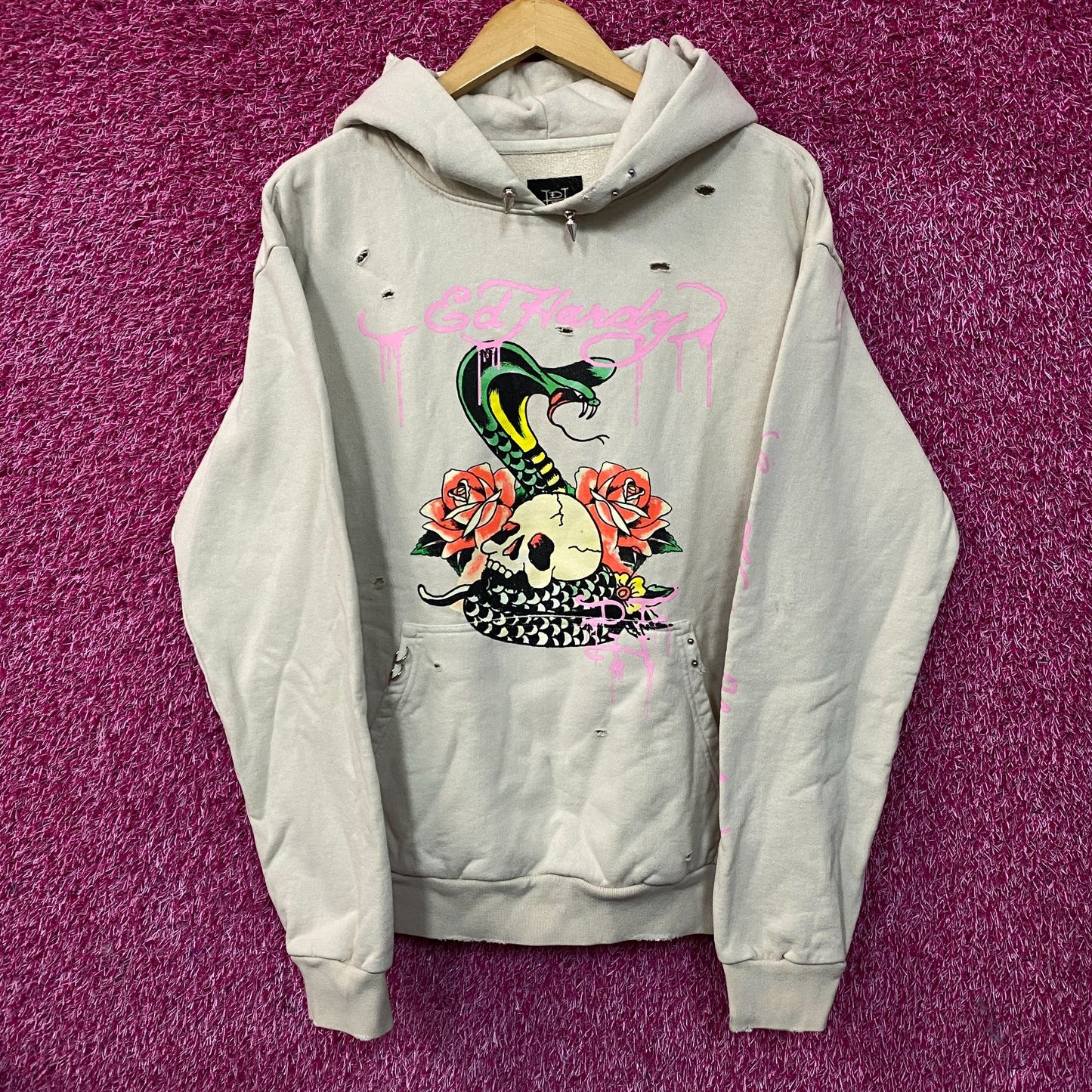 Ed Hardy UO Exclusive Snake Embellished Hoodie Small