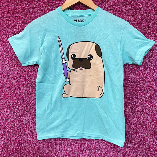 Doug the Thug Pug Butterfly Knife Kawaii Pop Art T-Shirt Extra Small