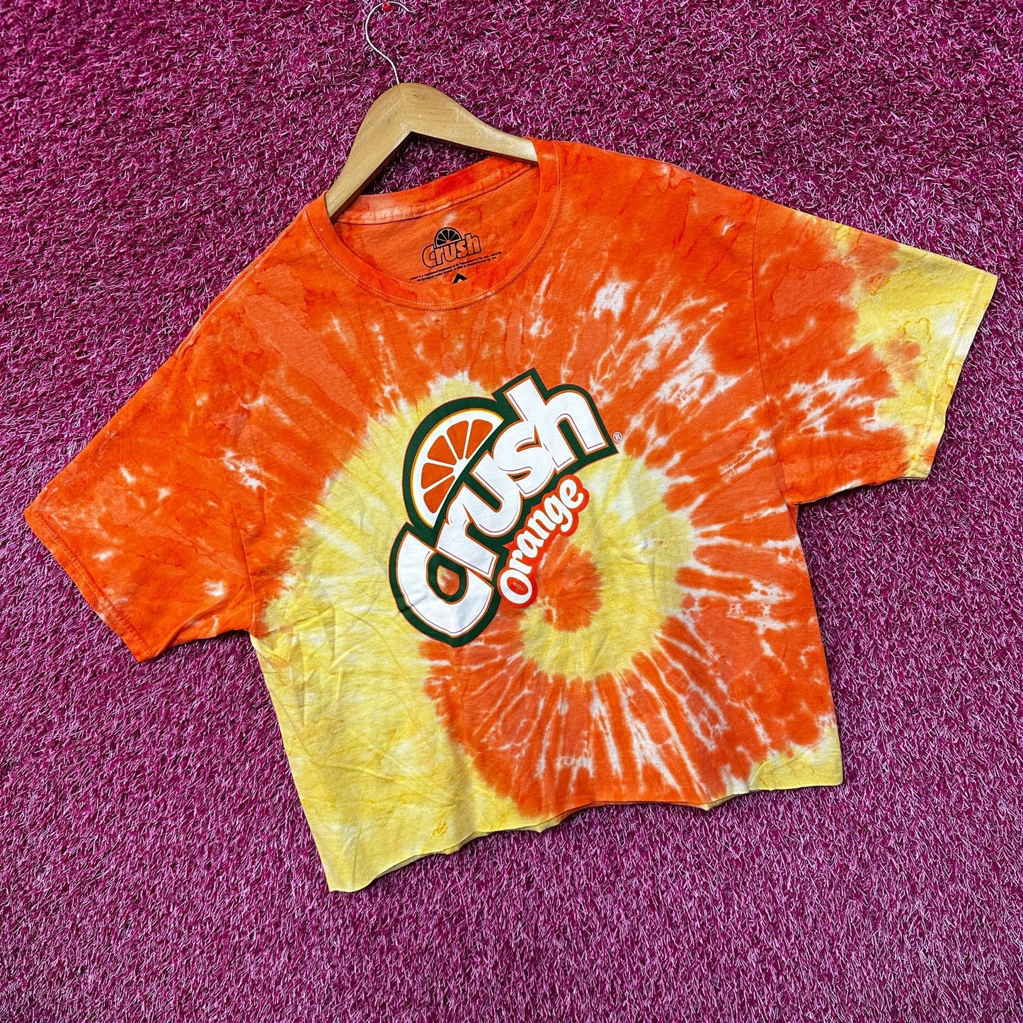 Crush Orange Citrus Flavored Soda Promo Tie Dye Crop Top L