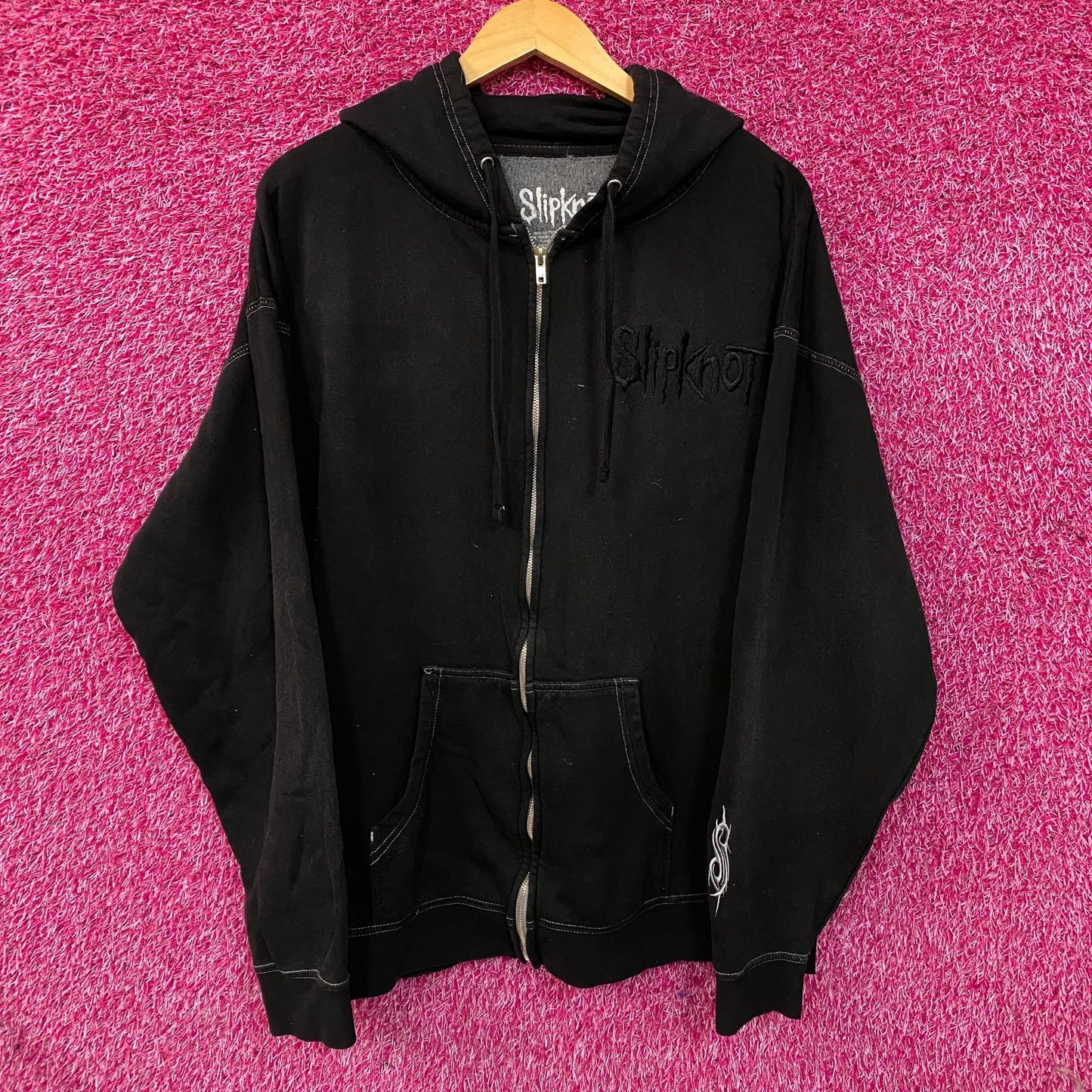 Slipknot "9 Point Star" Faded Black Zip Hoodie 2XL