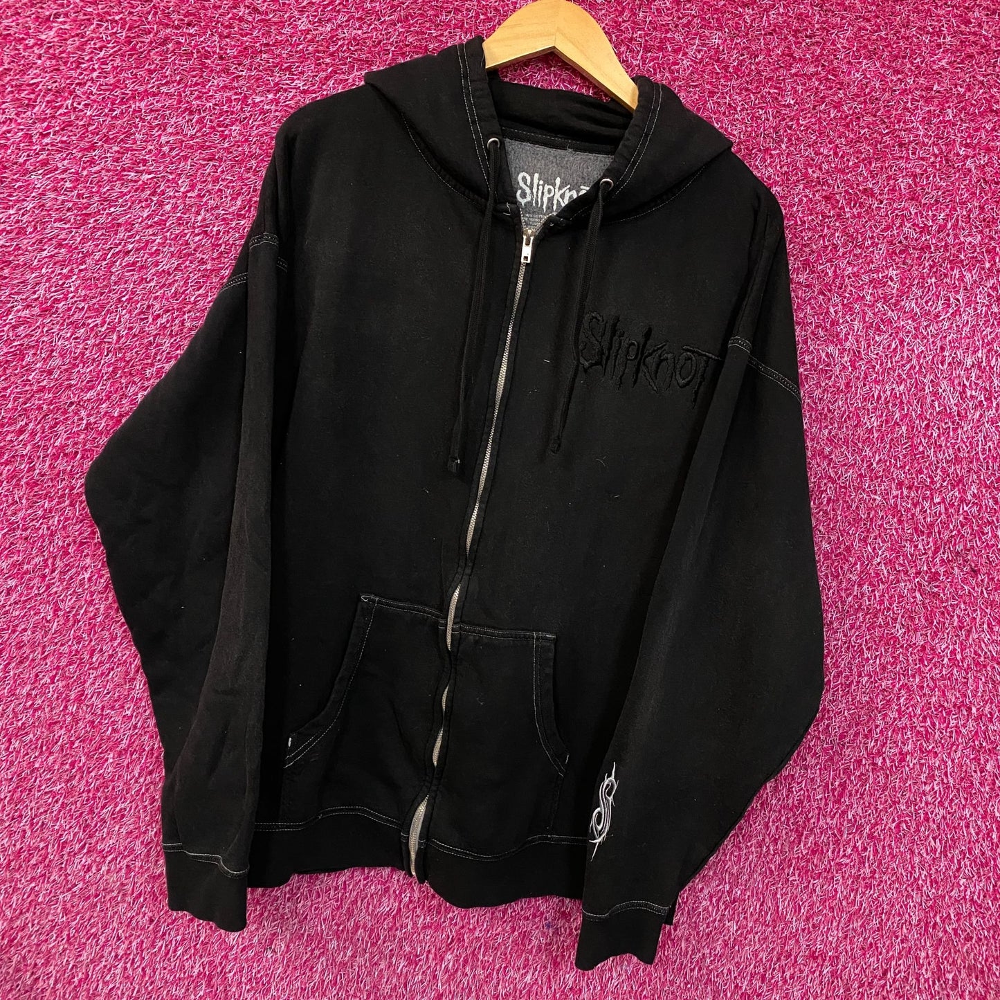 Slipknot "9 Point Star" Faded Black Zip Hoodie 2XL