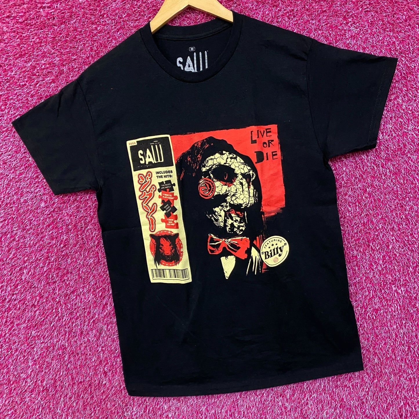 Saw Billy the Puppet Live Or Die Horror Movie T-Shirt Medium