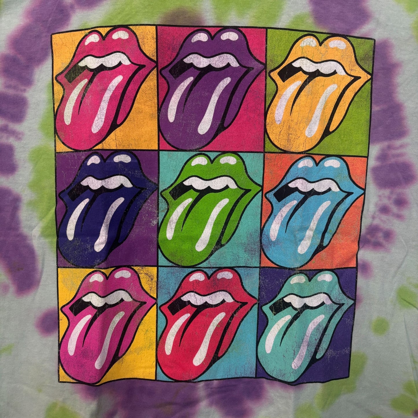 The Rolling Stones Hot Lips Pop Art Oversized Rock Tie Dye M