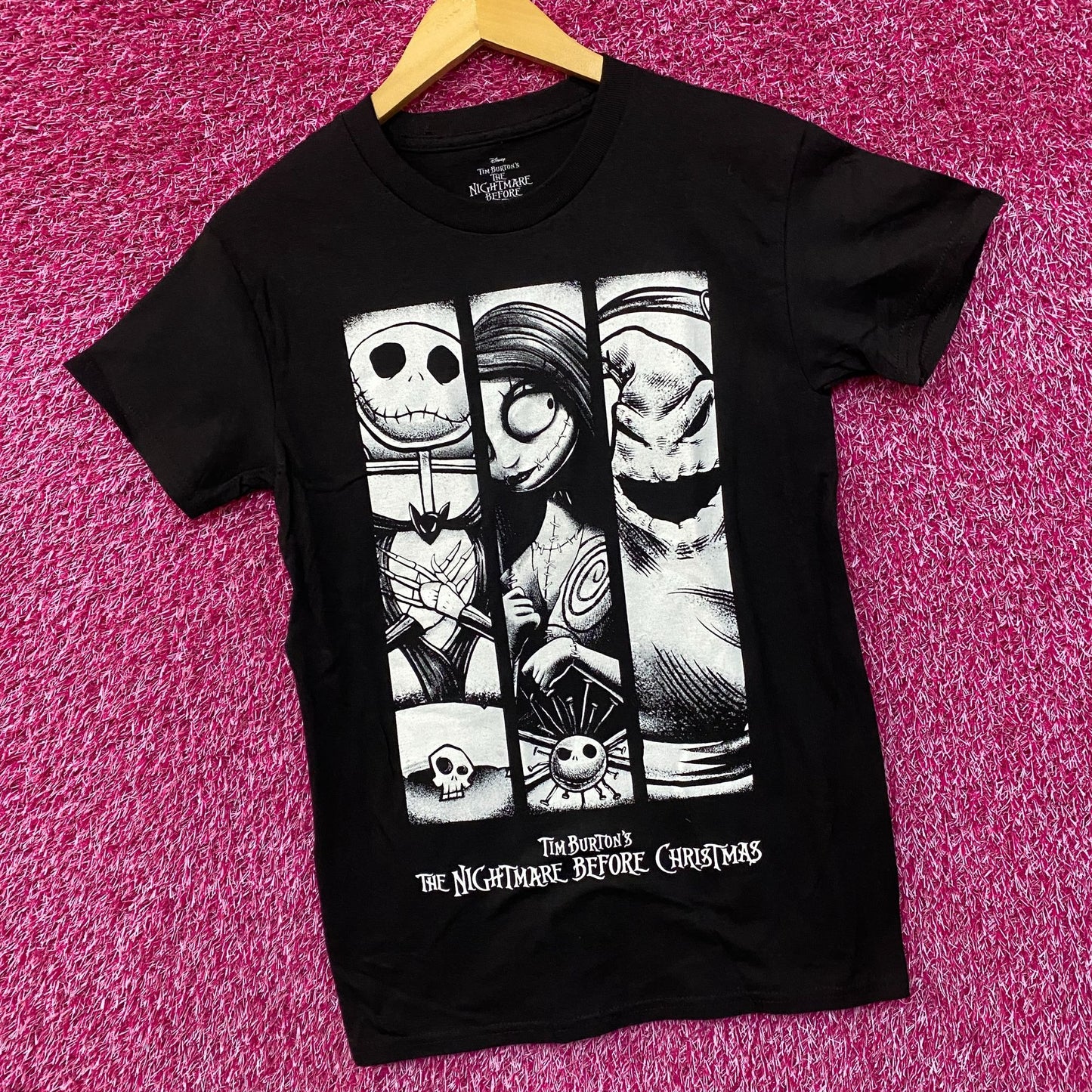 Disney The Nightmare Before Christmas Jack, Sally, and Oogie Boogie Grid T-Shirt Small