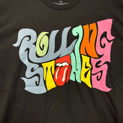 The Rolling Stones Groovy Spellout with Hot Lips Rock Tee 1X