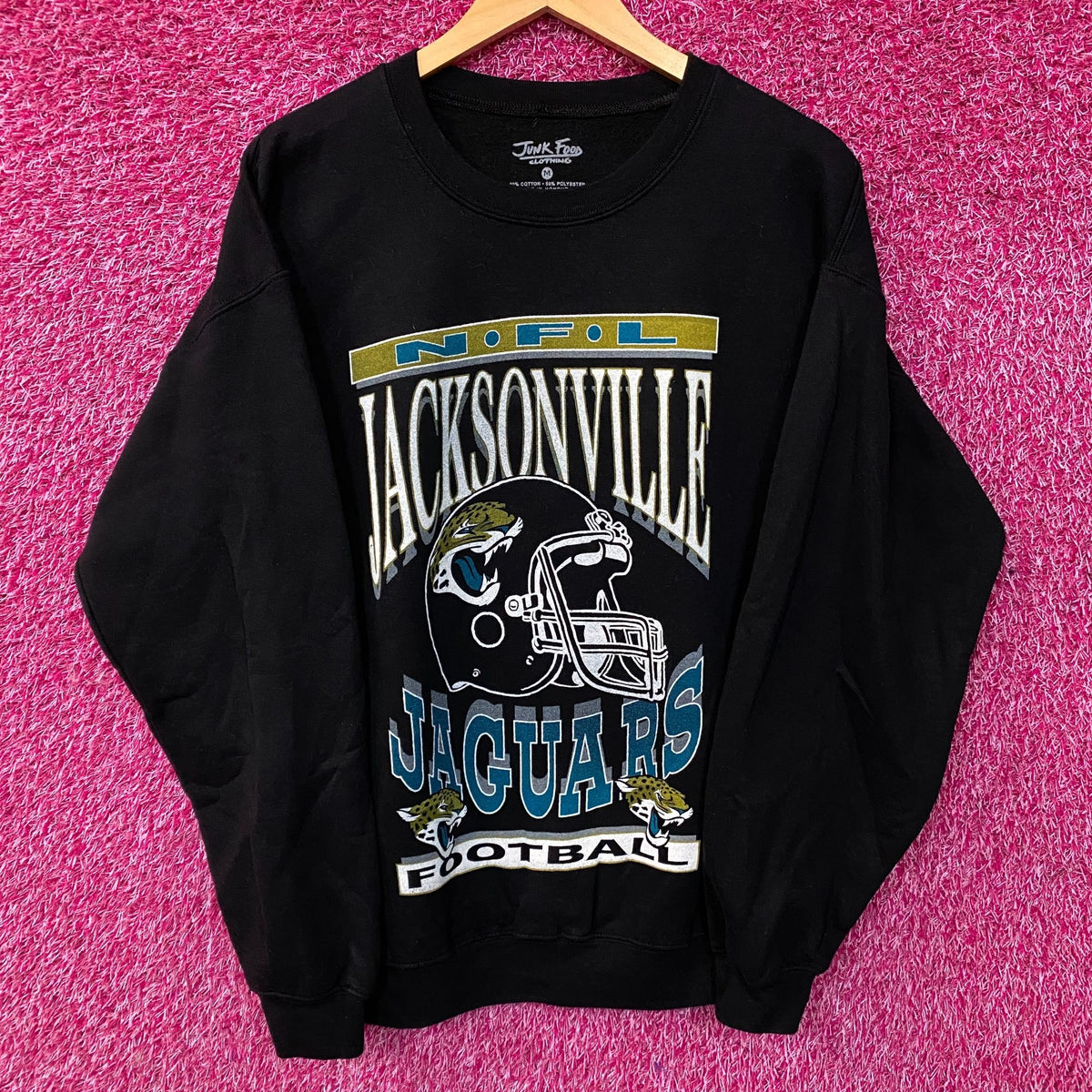 Junk Food Clothing NFL Jacksonville Jaguars Helmet Logo Crew Fleece Medium