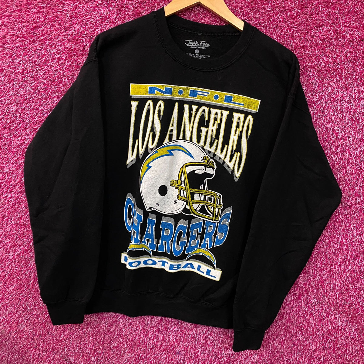 Junk Food Clothing NFL Los Angeles Chargers Helmet Logo Flea Market Crew Fleece Small