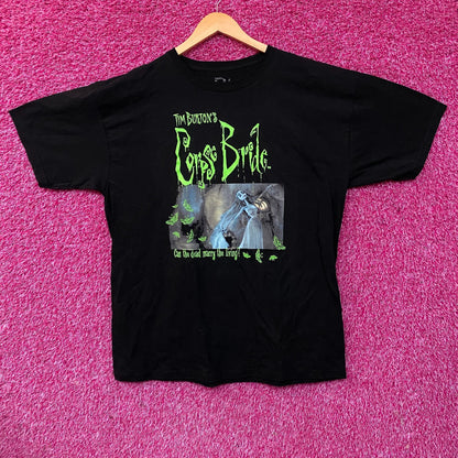Tim Burton's Corpse Bride "Can the Dead Marry the Living?" Graphic T-Shirt XL