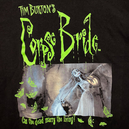 Tim Burton's Corpse Bride "Can the Dead Marry the Living?" Graphic T-Shirt XL