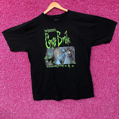 Tim Burton's Corpse Bride "Can the Dead Marry the Living?" Graphic T-Shirt XL