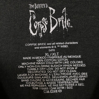 Tim Burton's Corpse Bride "Can the Dead Marry the Living?" Graphic T-Shirt XL