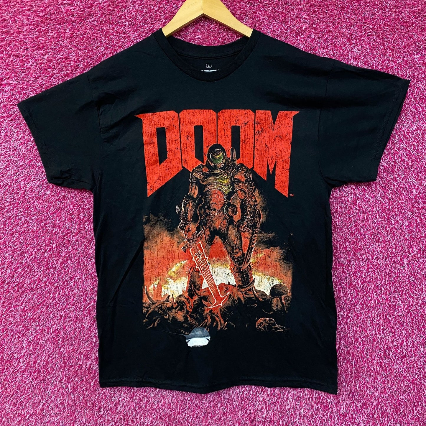 Doom Eternal Doom Slayer Cover Art Retro Game T-Shirt Large
