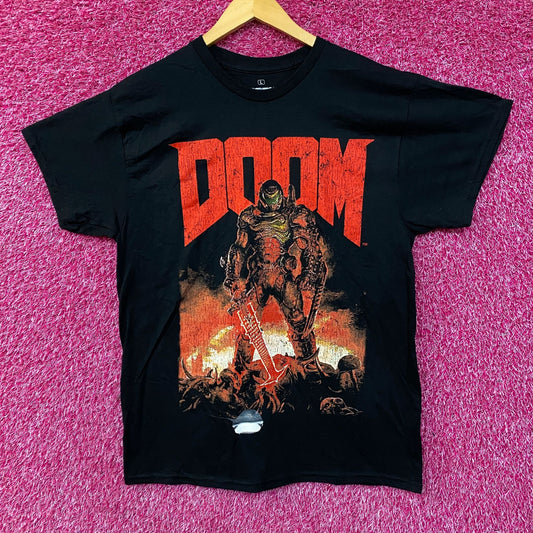 Doom Eternal Doom Slayer Cover Art Retro Game T-Shirt Large