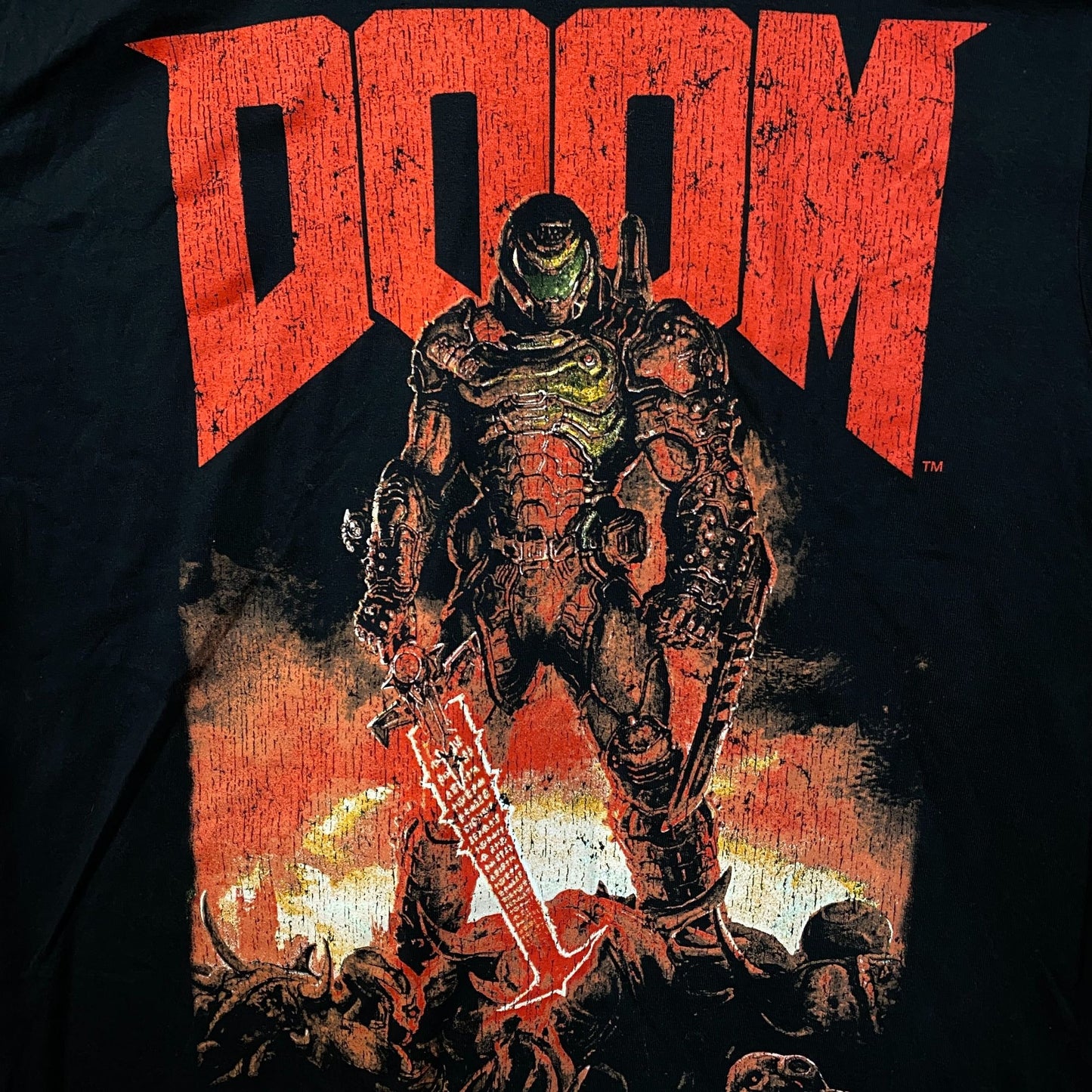 Doom Eternal Doom Slayer Cover Art Retro Game T-Shirt Large