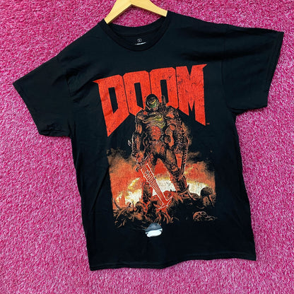 Doom Eternal Doom Slayer Cover Art Retro Game T-Shirt Large