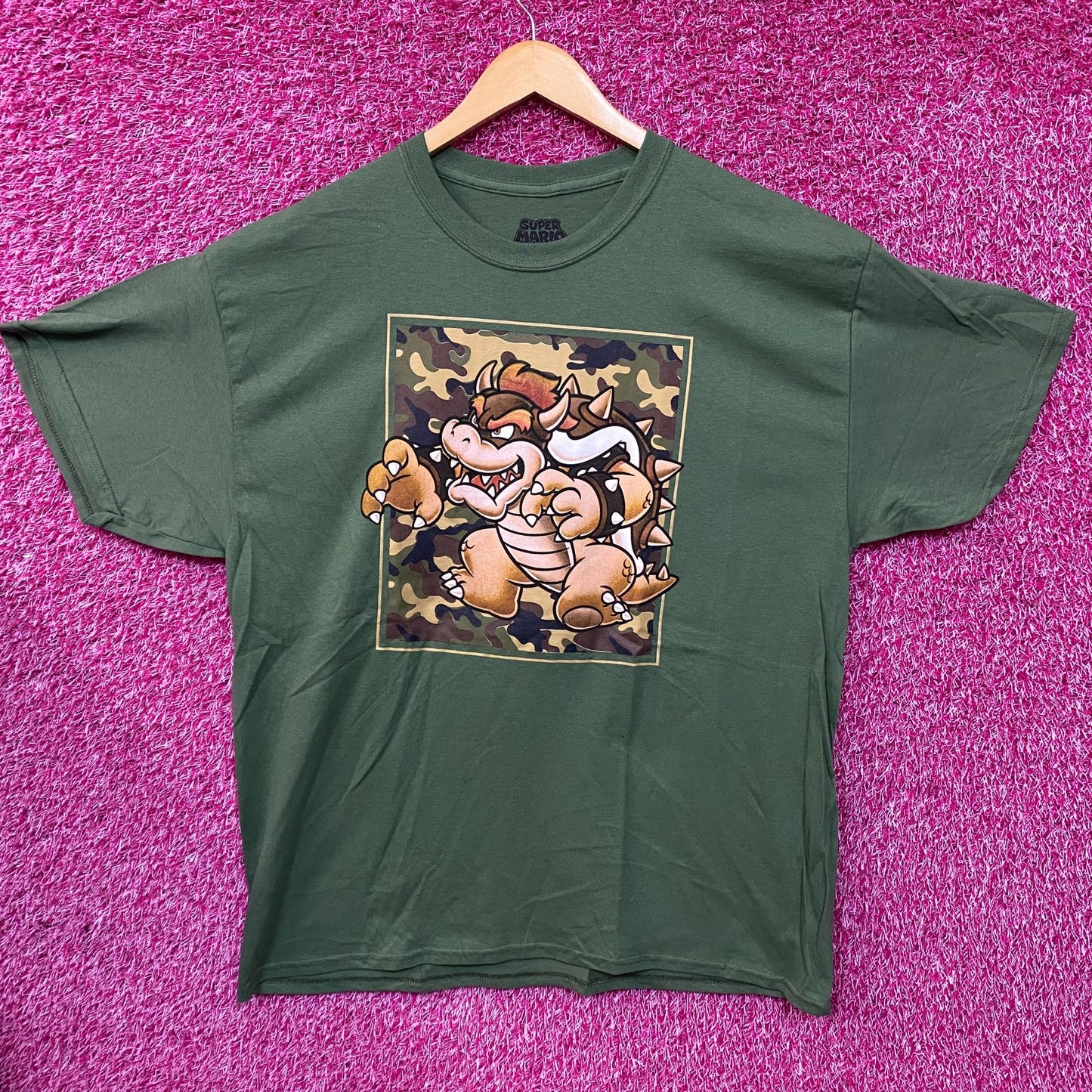 Nintendo Super Mario Bowser Camo Design Green T-Shirt XL