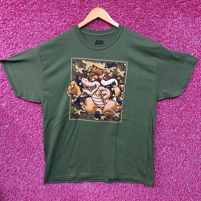 Nintendo Super Mario Bowser Camo Design Green T-Shirt XL