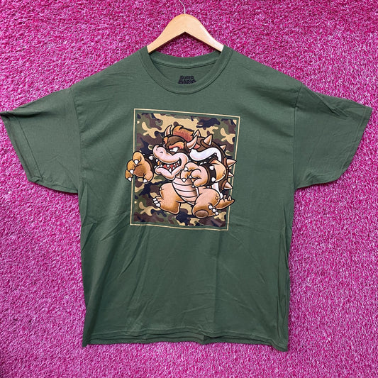 Nintendo Super Mario Bowser Camo Design Green T-Shirt XL