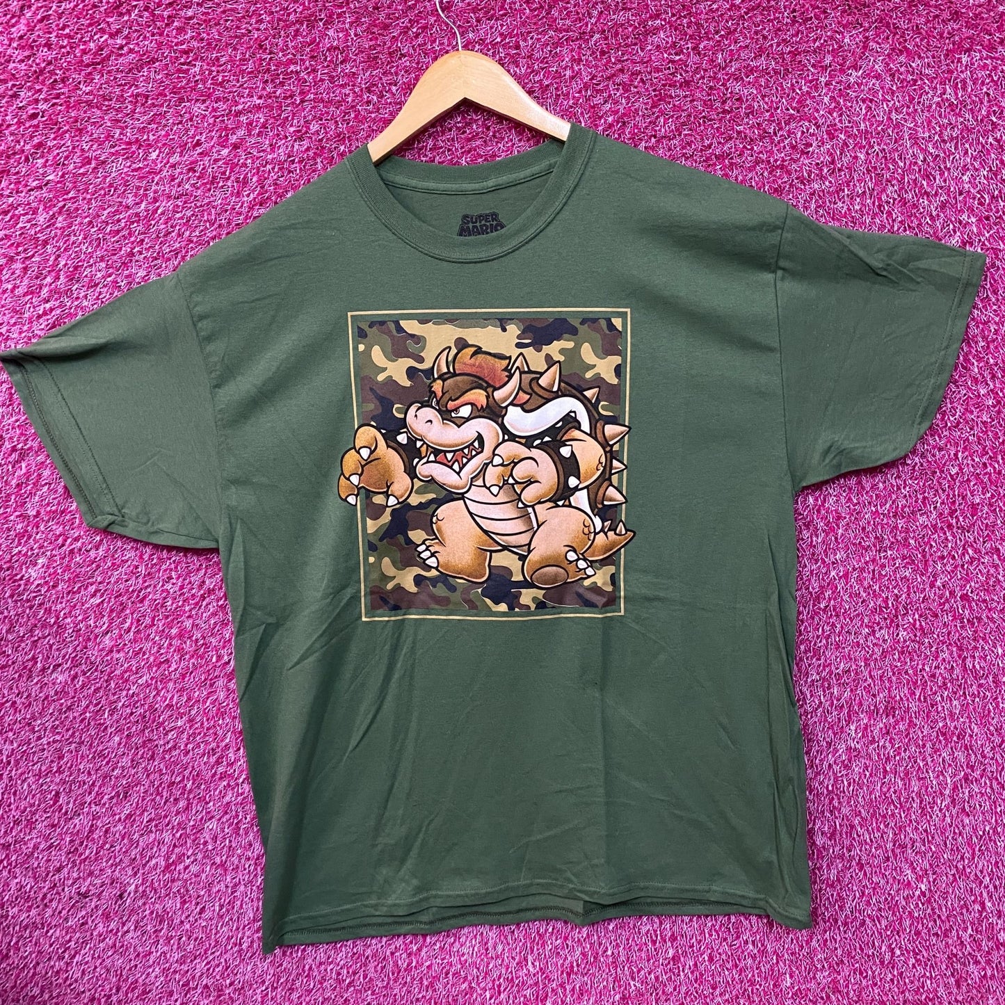 Nintendo Super Mario Bowser Camo Design Green T-Shirt XL